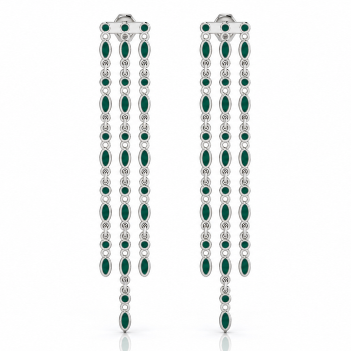 Amalei silver earring with dark green enamel