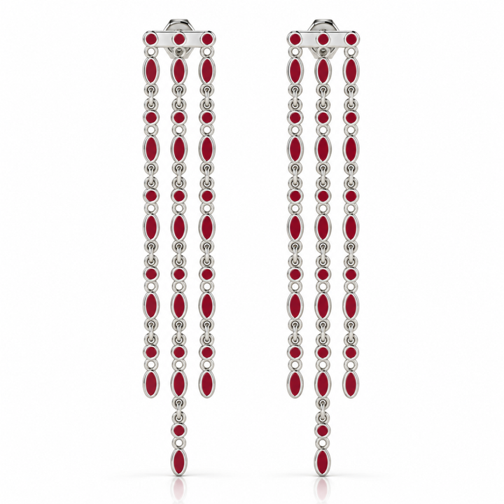 Amalei silver earring with red enamel