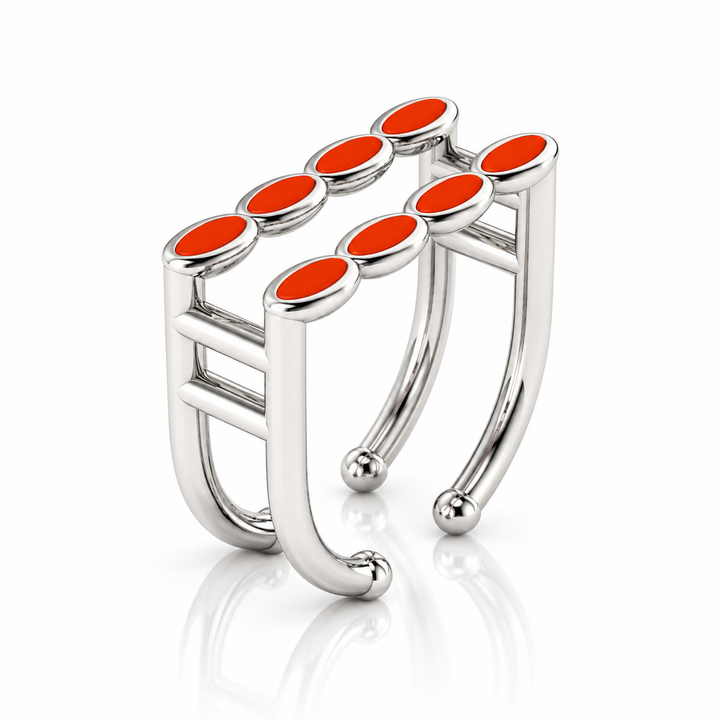Amalei silver ring with coral enamel