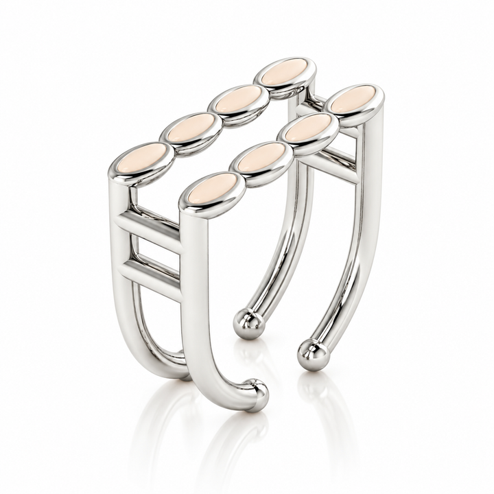 Amalei silver ring with creme enamel