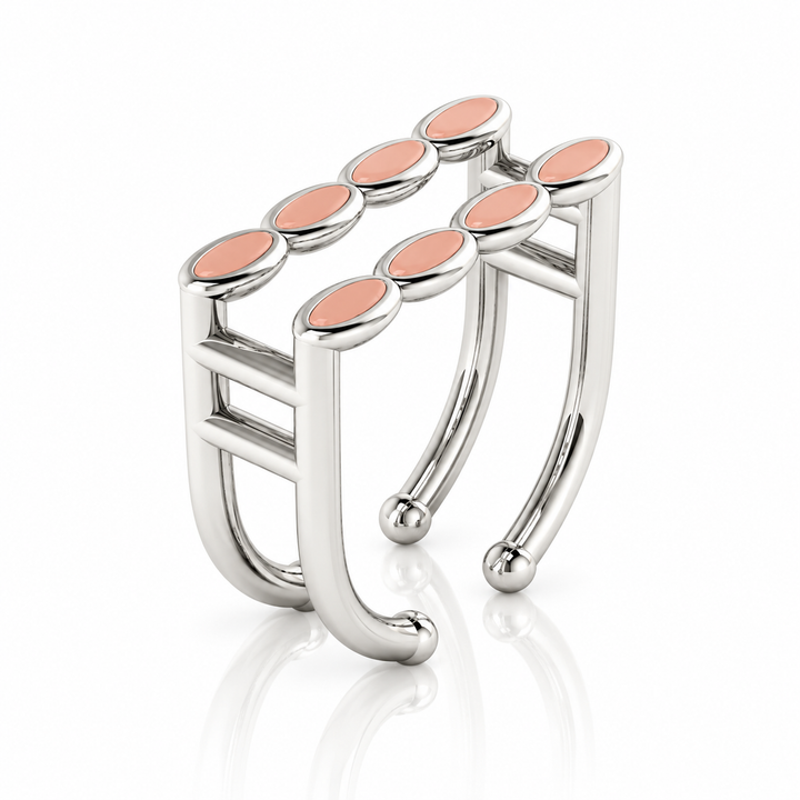 Amalei silver ring with light pink enamel