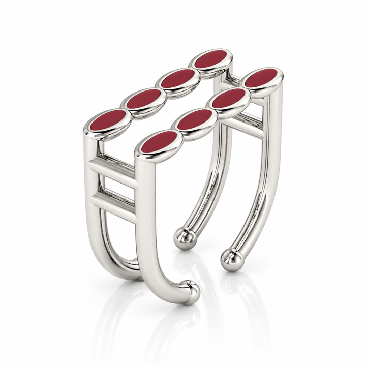 Amalei silver ring with red enamel