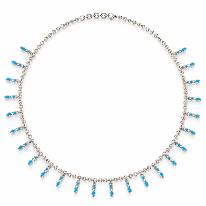 Amalei silver necklace with turquoise enamel