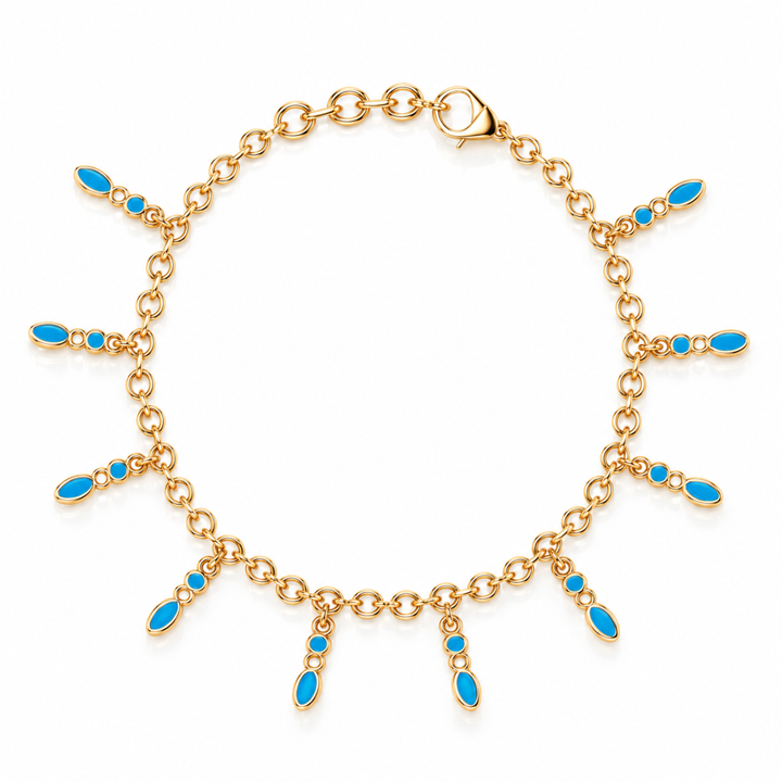 Amalei 18k gold vermeil bracelet with turquoise enamel