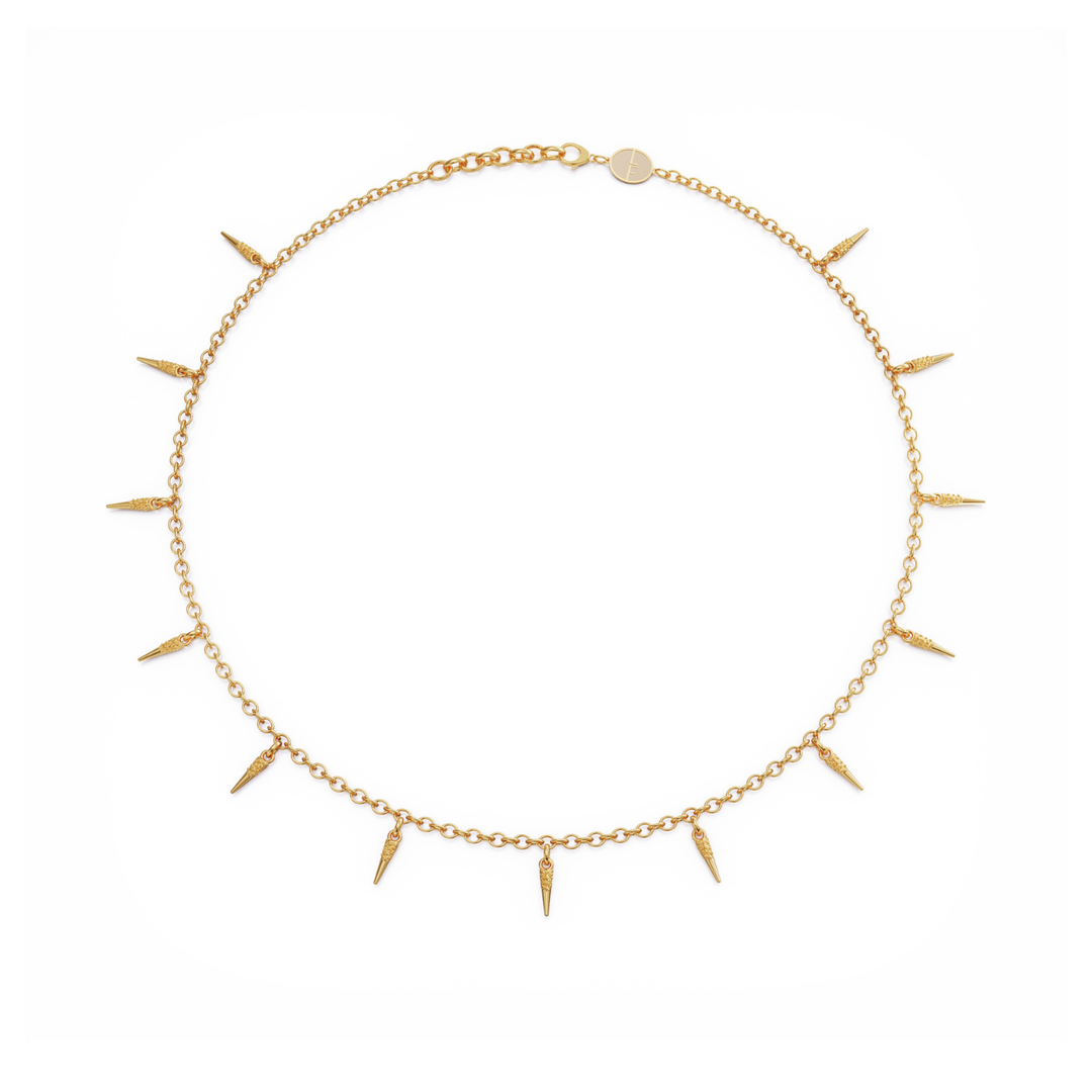 Horn 18k gold vermeil necklace with small charms