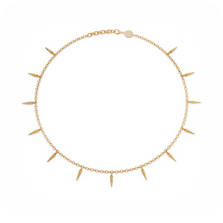 Horn 18k gold vermeil necklace with small charms