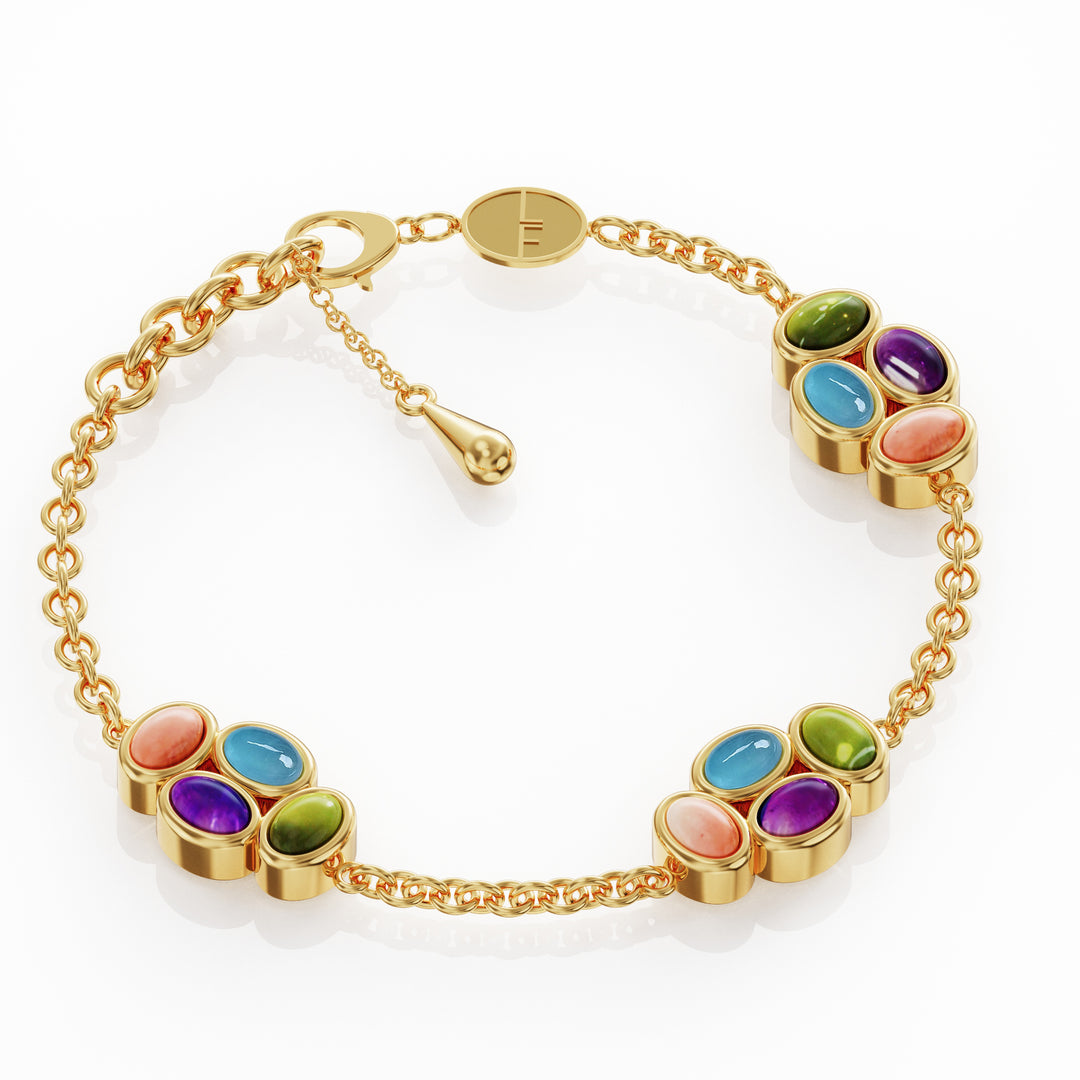 Bauble 18k gold vermeil bracelet with precious gemstones