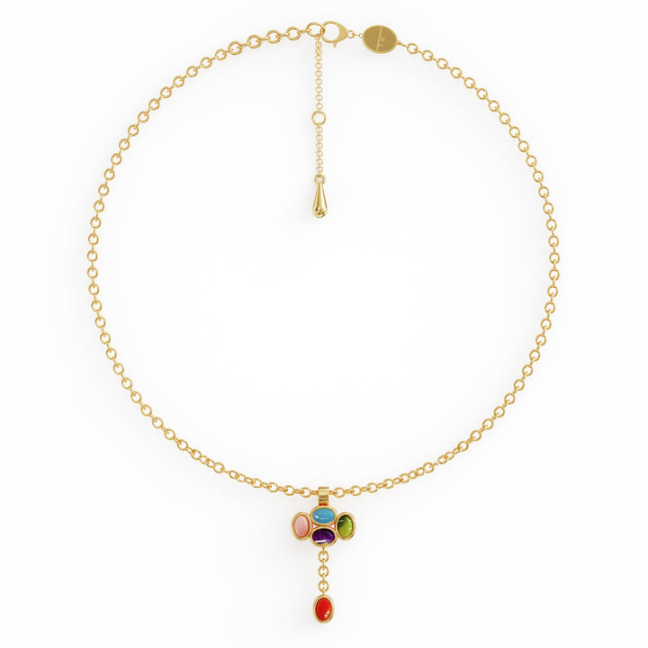 Bauble 18k gold vermeil necklace with precious gemstones
