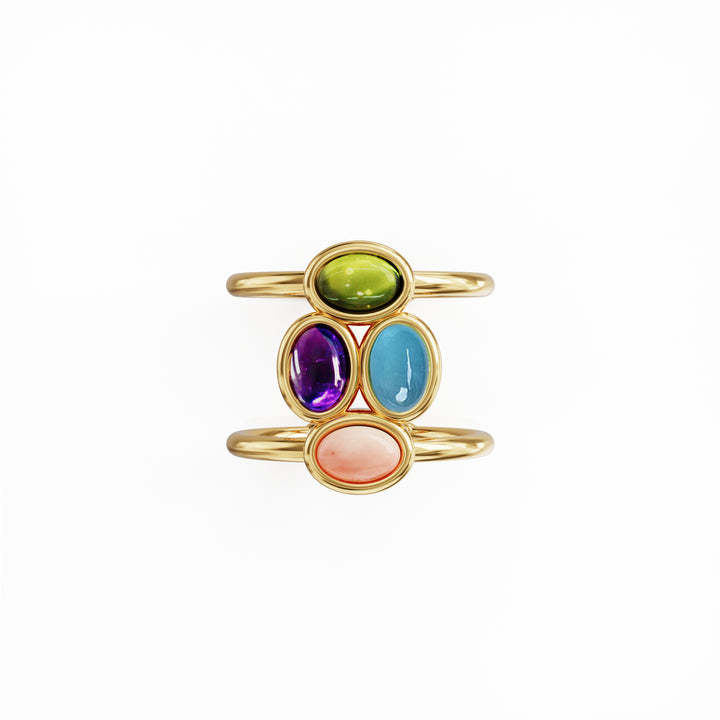 Bauble 18k gold vermeil ring with precious gemstones