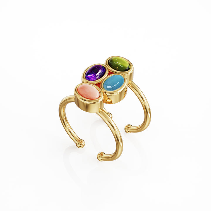 Bauble 18k gold vermeil ring with precious gemstones