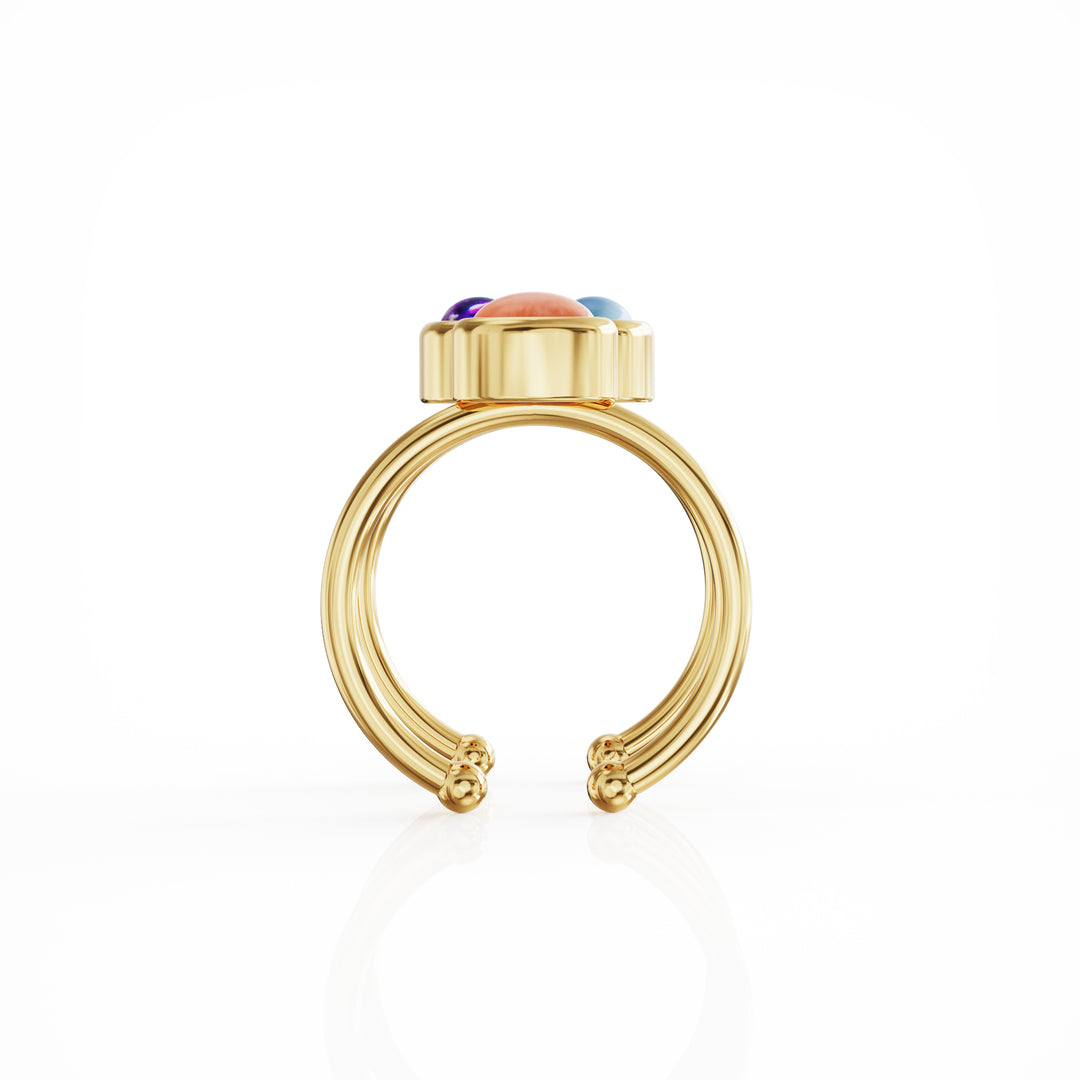 Bauble 18k gold vermeil ring with precious gemstones