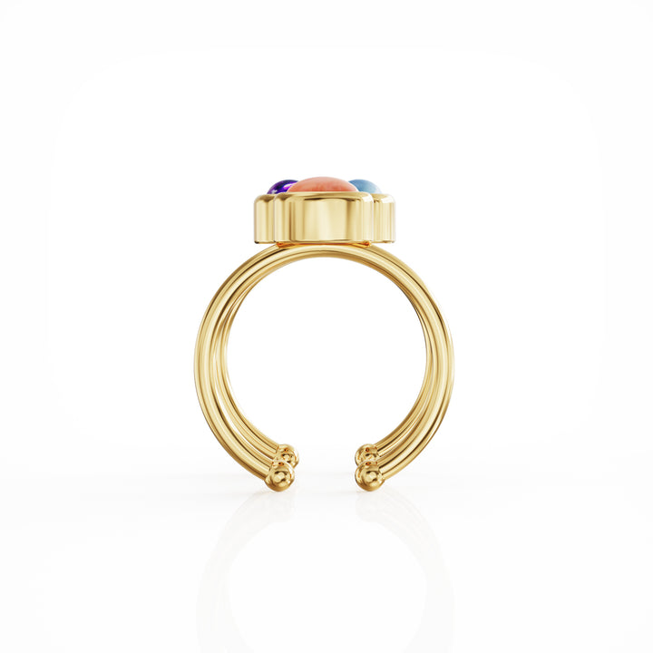 Bauble 18k gold vermeil ring with precious gemstones