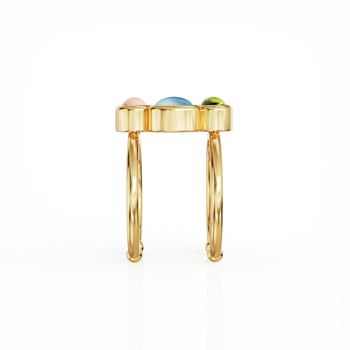 Bauble 18k gold vermeil ring with precious gemstones