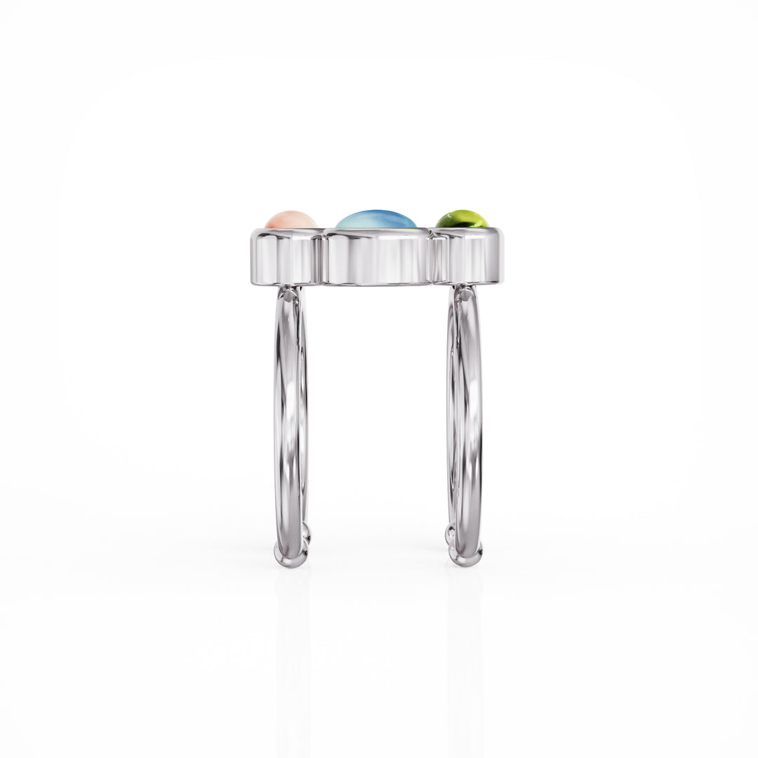 Bauble silver ring with precious gemstones