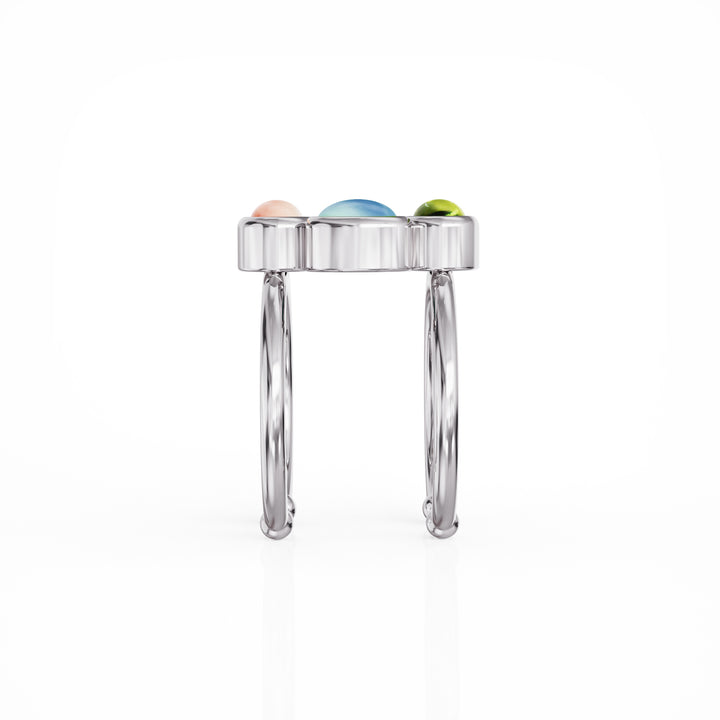 Bauble silver ring with precious gemstones