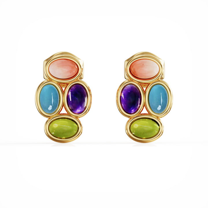 Bauble 18k gold vermeil earrings with precious gemstones