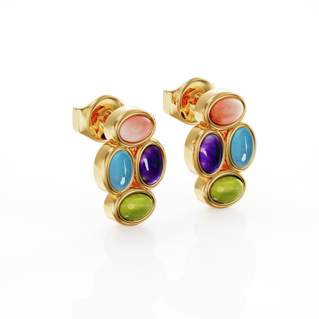 Bauble 18k gold vermeil earrings with precious gemstones
