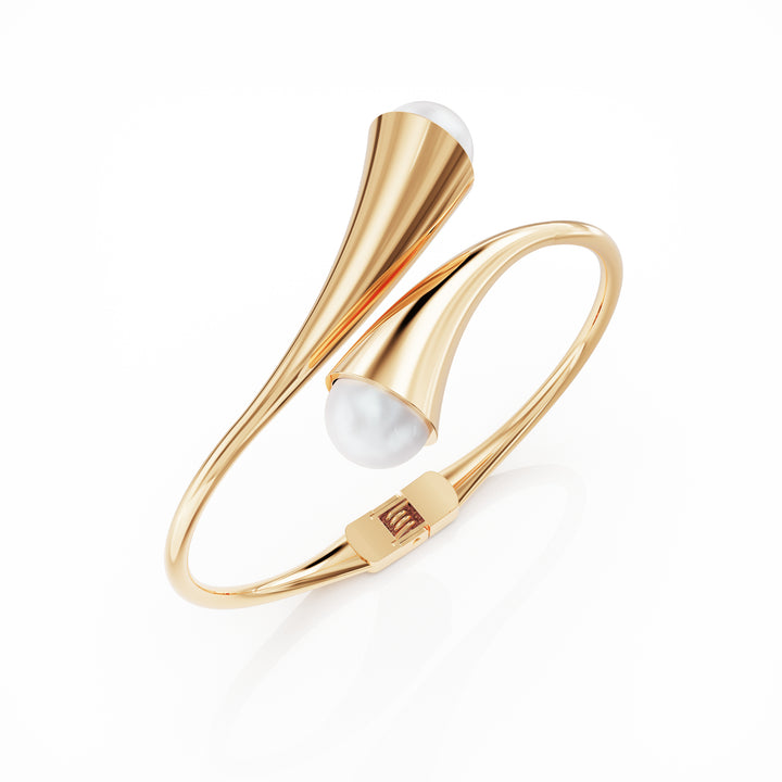 Bella 18k gold vermeil bangle with cultured pearls