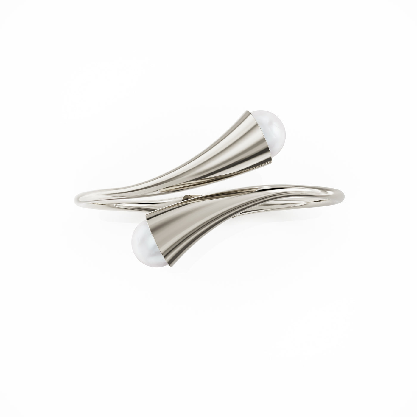 Bella solid silver bangle with large freshwater pearls