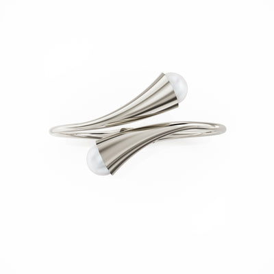 Bella solid silver bangle with large freshwater pearls