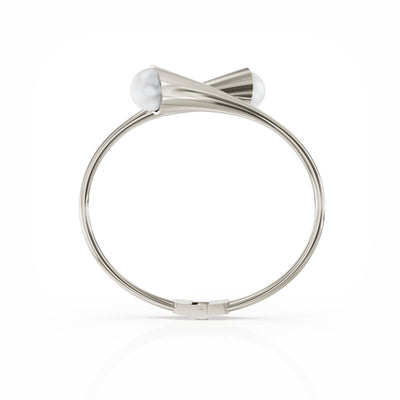 Bella solid silver bangle with large freshwater pearls