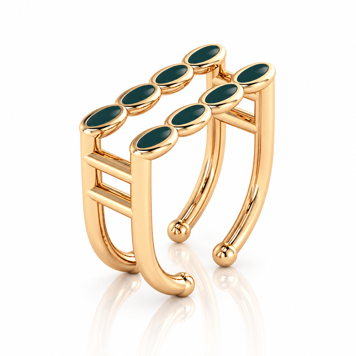Amalei 18k gold vermeil ring with dark green enamel
