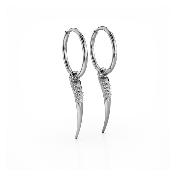 Horn silver huggie earrings