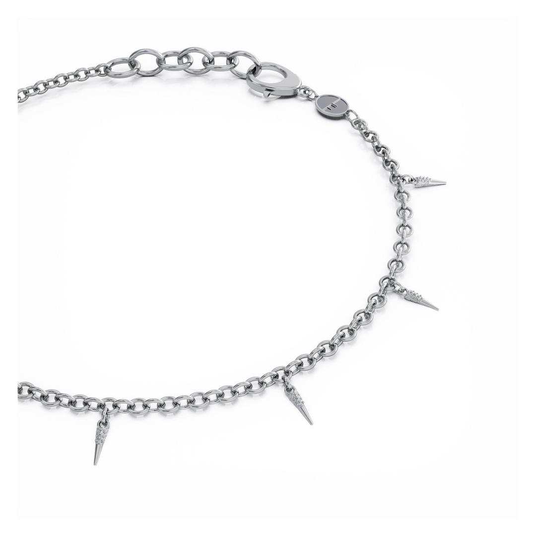 Horn silver bracelet with small charms