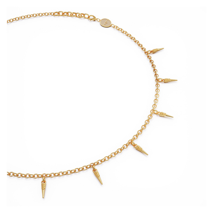 Horn 18k gold vermeil necklace with small charms