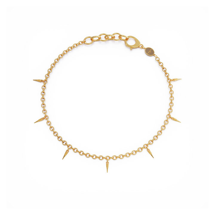 Horn 18k gold vermeil bracelet with small charms
