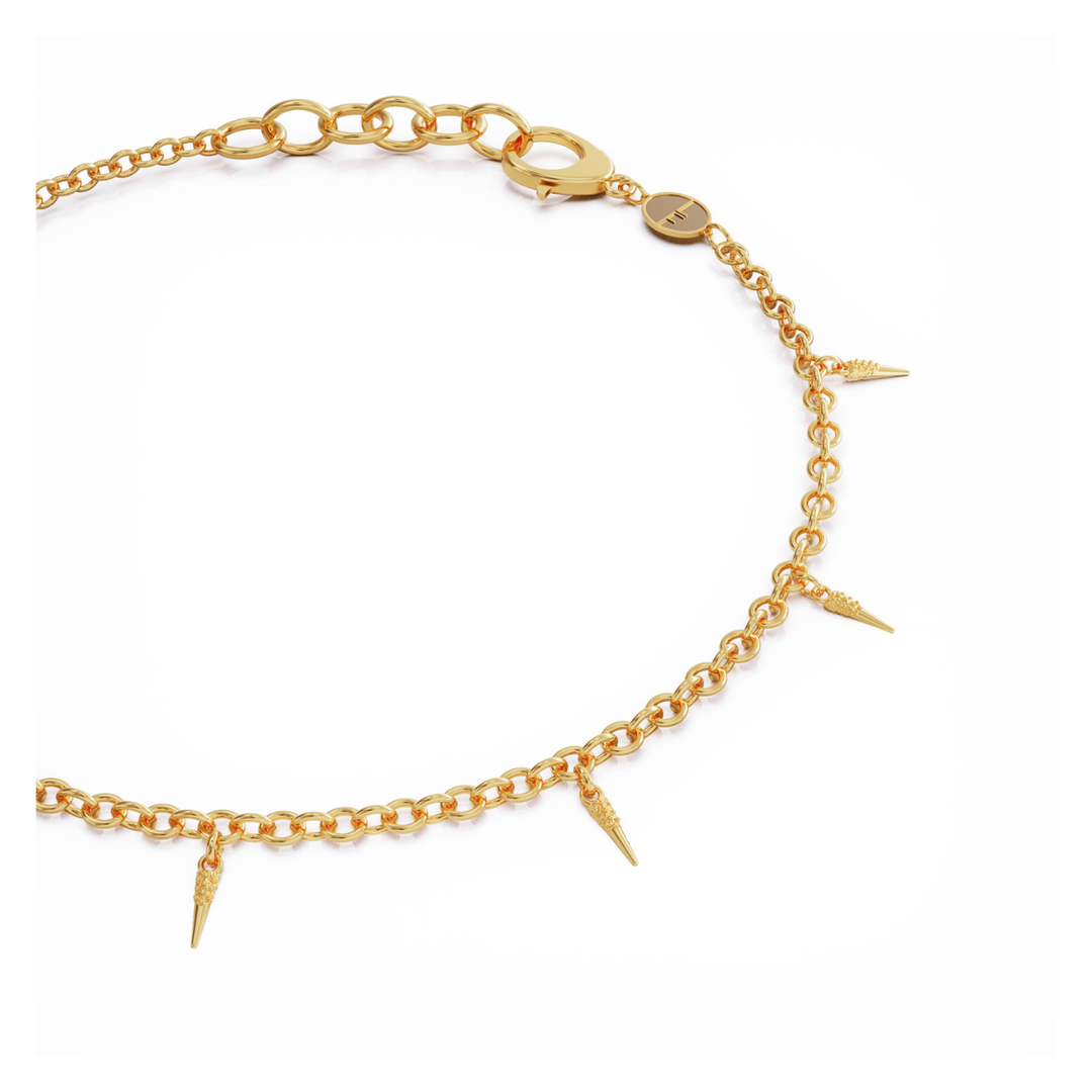 Horn 18k gold vermeil bracelet with small charms