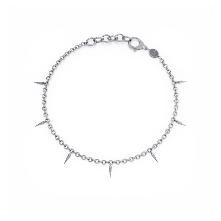Horn silver bracelet with small charms