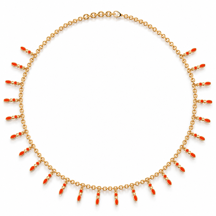 Amalei 18k gold vermeil necklace with coral enamel