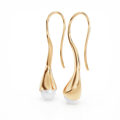 Bella gold vermeil earrings with large freshwater pearls