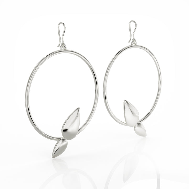 Lotus silver hoop earring