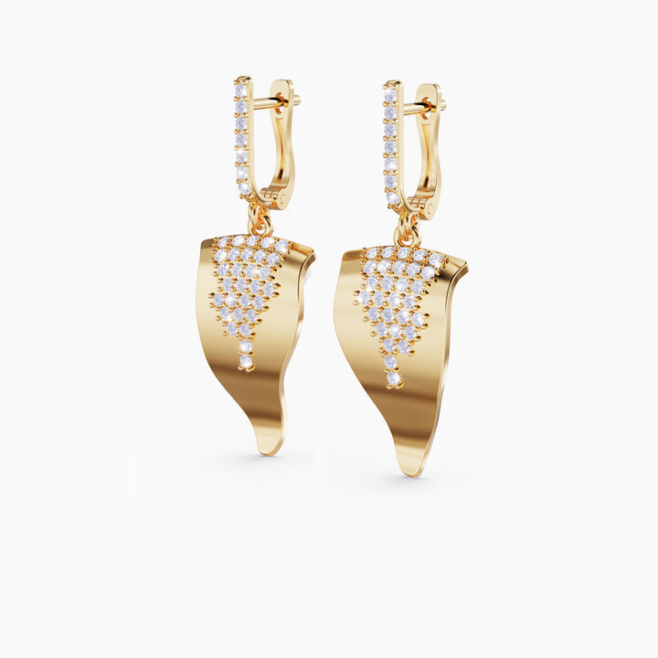 Echo 18k gold vermeil huggie earrings with clear CZ stones