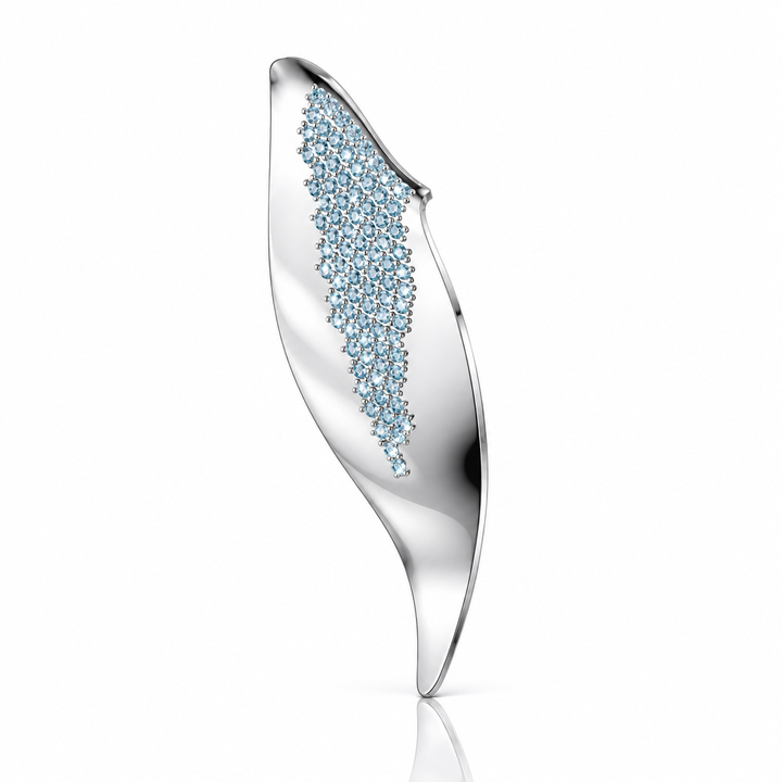 Echo silver brooch with blue CZ stones