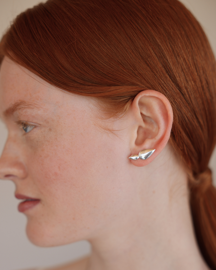 Lotus silver stud earrings