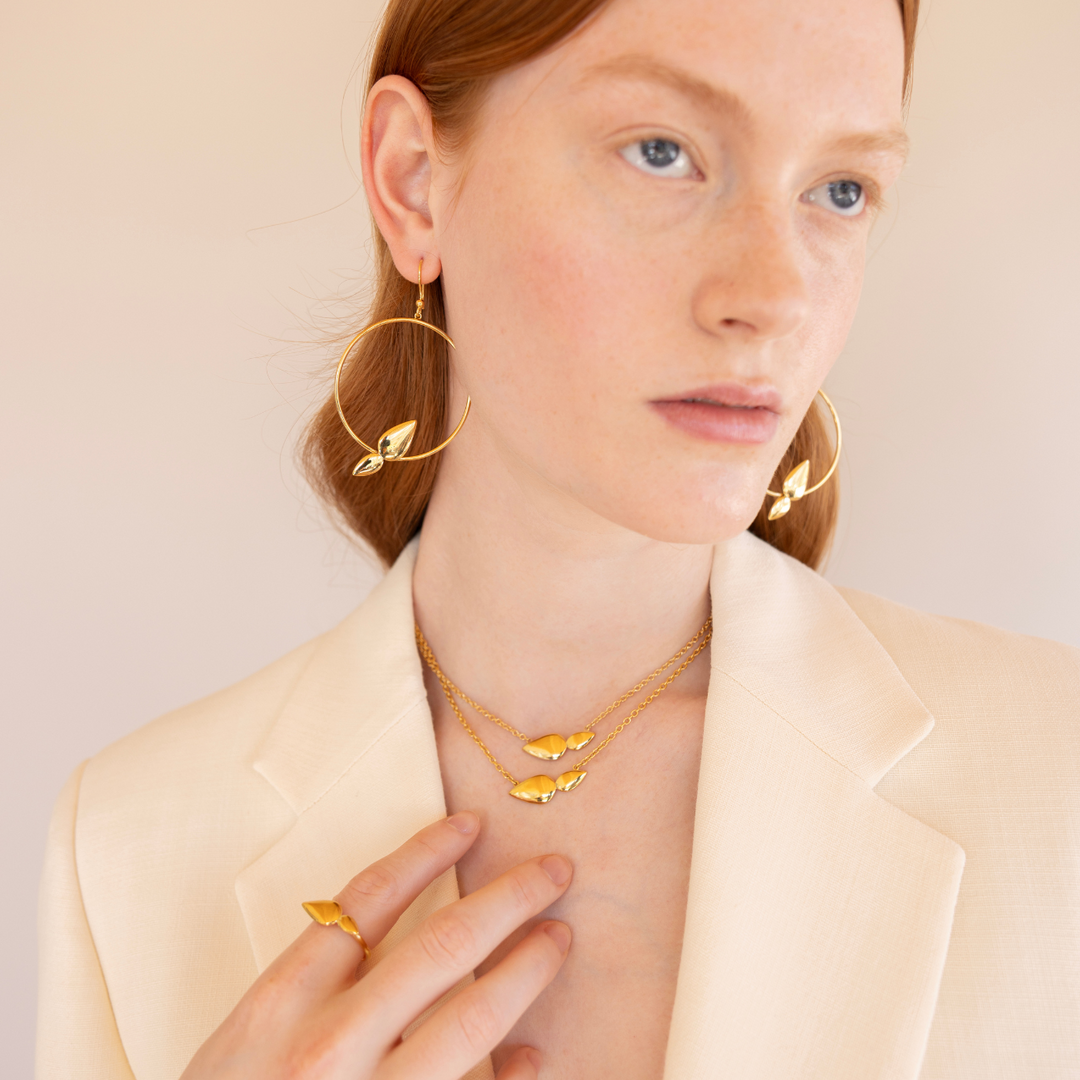 Lotus 18k gold vermeil hoop earrings