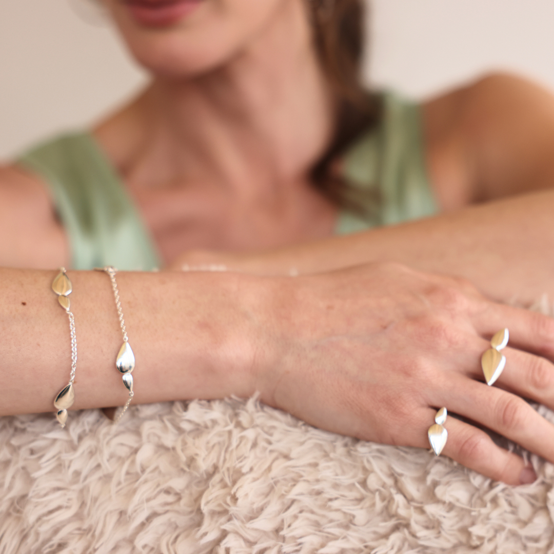 Lotus silver ring, small Lotus charm