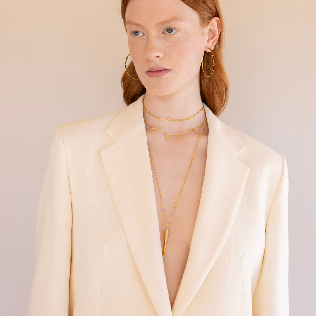 Horn 18k gold vermeil necklace with pendant