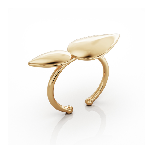 Lotus 18k gold vermeil ring, large Lotus charm
