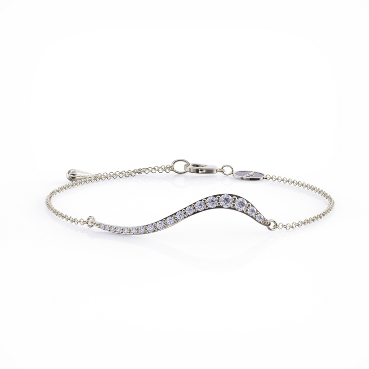 Swirl silver bracelet with clear cz