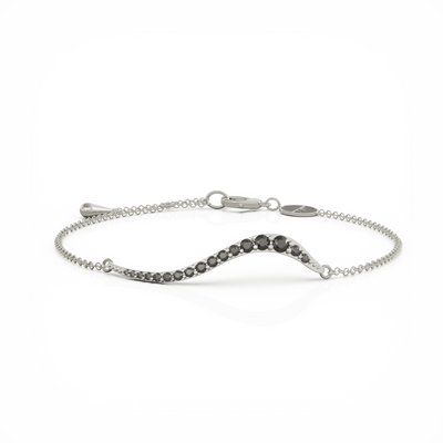 Swirl bracelet silver with onyx cz