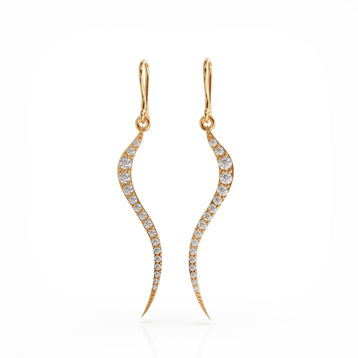 Swirl 18k gold vermeil earrings with clear cz