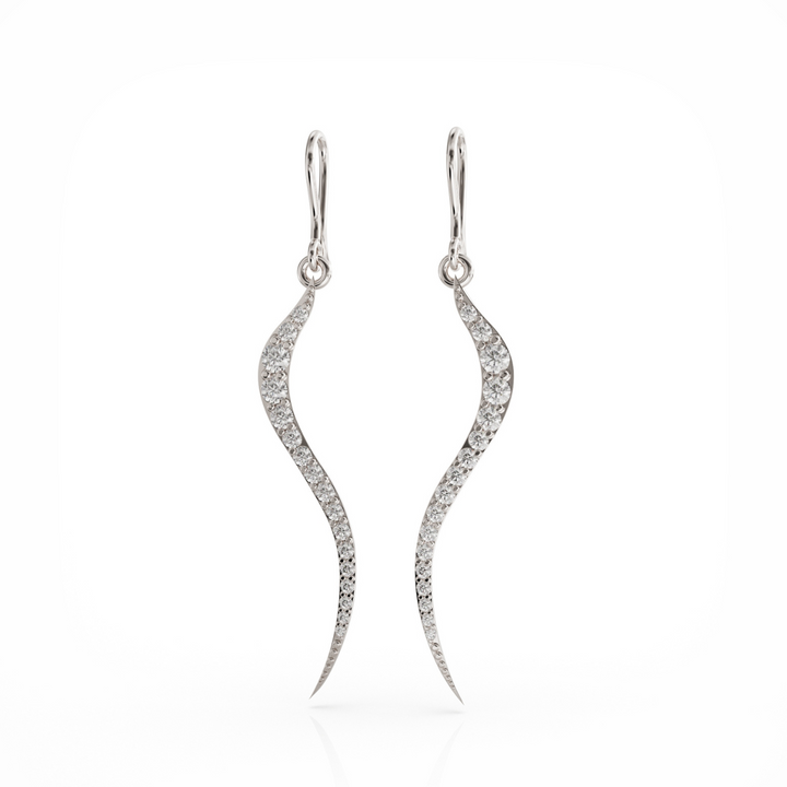 Swirl silver earrings with clear cz