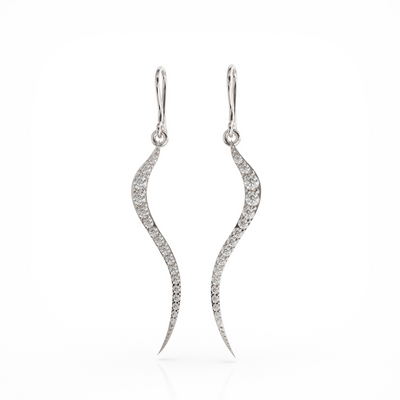Swirl earrings silver with clear cz