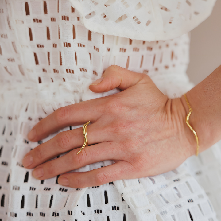 Swirl 18k gold vermeil ring