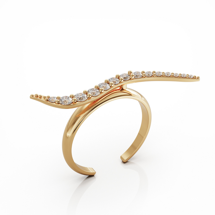 Swirl 18k gold vermeil ring with clear cz