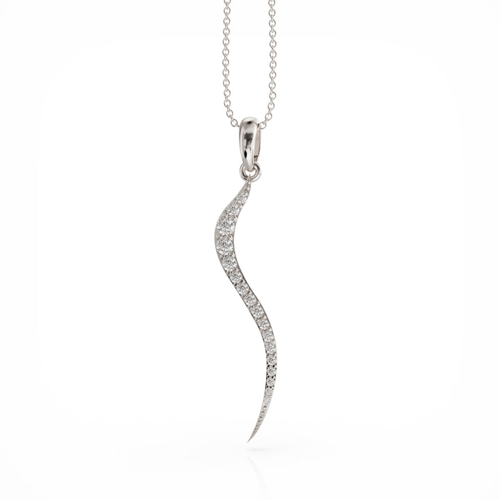 Swirl silver necklace with clear cz